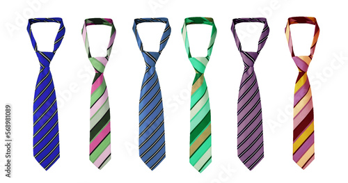 Billede på lærred Strapped neckties in different colors, men's striped ties