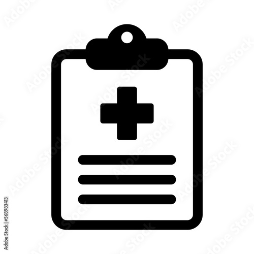 Medical history icon, medical report symbol. Health care clipboard icon. Medical card icon.