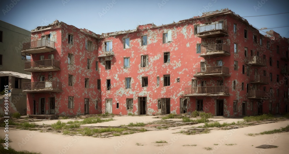Abandoned destroyed buildings, ai generated Abandoned destroyed buildings, ai generated