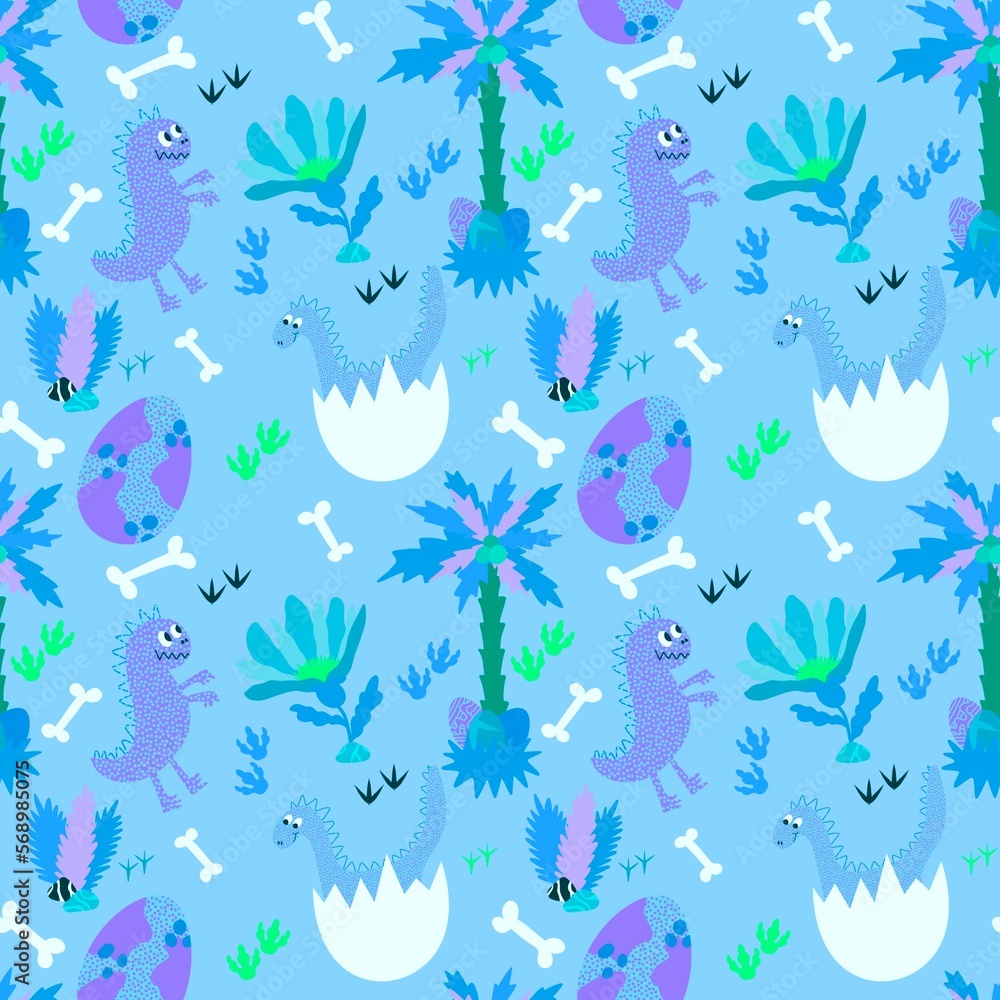 Cartoon animals seamless dinosaur monsters dragon eggs pattern for wrapping paper and kids clothes print Cartoon animals seamless dinosaur monsters dragon eggs pattern for wrapping paper and kids clothes print