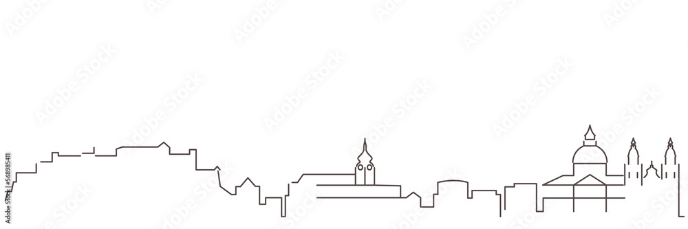 Salzburg Dark Line Simple Minimalist Skyline With White Background