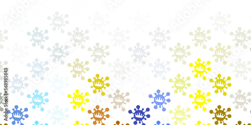 Light blue, yellow vector texture with disease symbols.