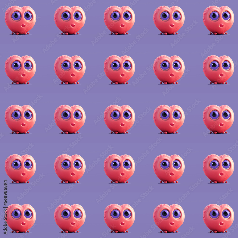 Purple pattern with cute pink heart. Generative Ai Purple pattern with cute pink heart. Generative Ai