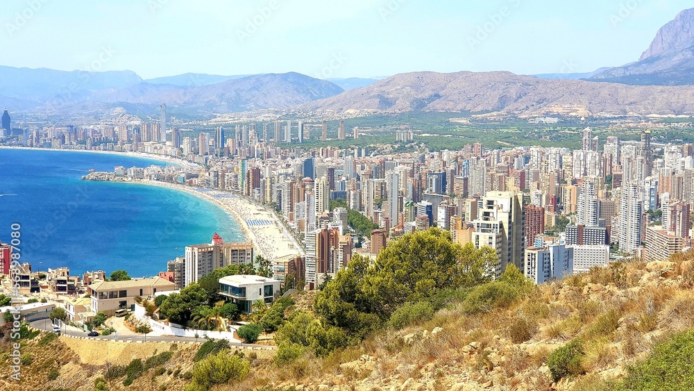View of Benidorm from the top of the hill