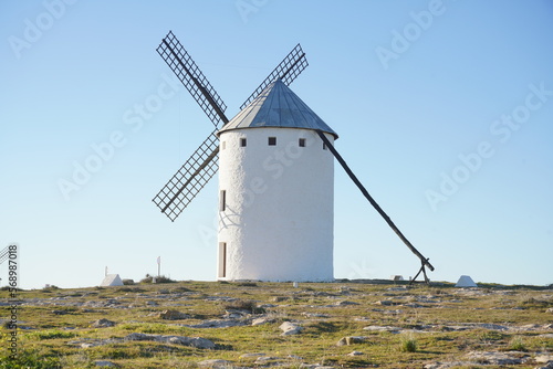 Single windmill in the plain