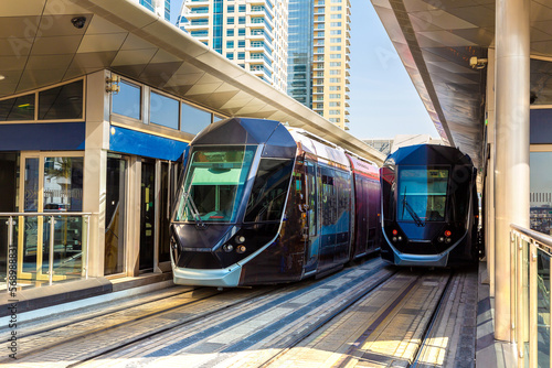 New modern tram in Dubai