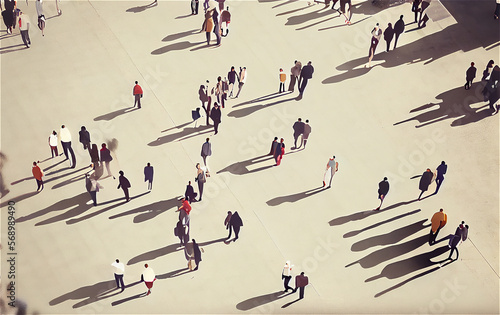 Aerial view of a crowd in t...
