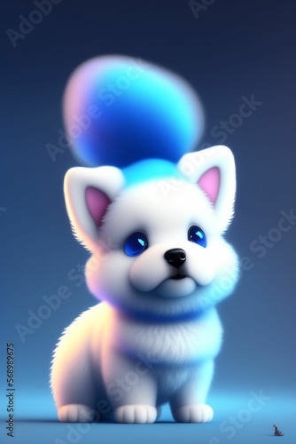 Cute and adorable cartoon fluffy dog