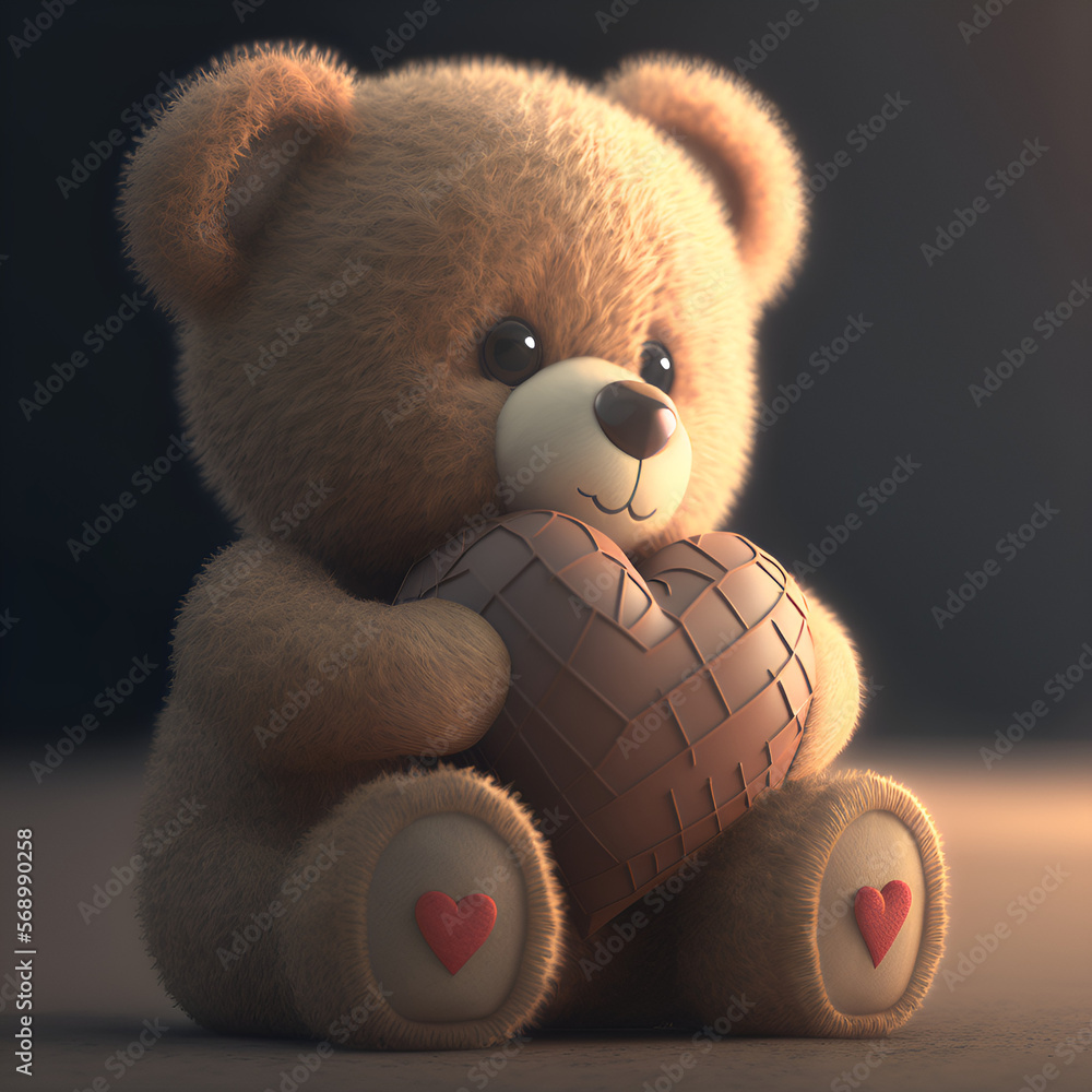 Fototapeta premium Pluszowy miś trzymający serce