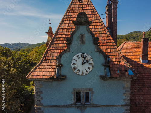 Aerial vIew by drone. Summer. Shenborn Palace Karpaty, Zakarpattia Ukraine Castles  photo