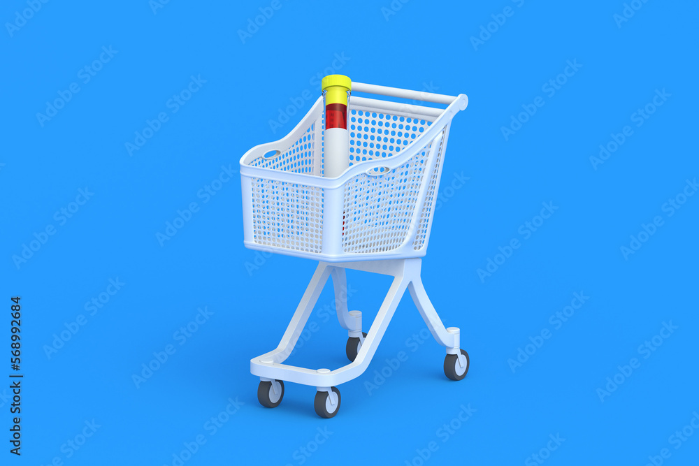 Test tube in market cart. 3d render Test tube in market cart. 3d render