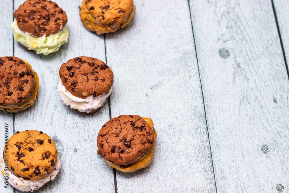 Homemade chocolate chip ice cream cookies sandwiches Homemade chocolate chip ice cream cookies sandwiches