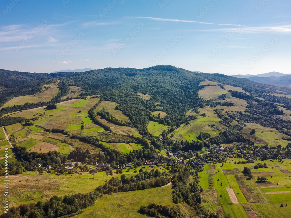 Obraz premium Aerial vIew by drone. Summer. Ukraine Carpatian mountains.