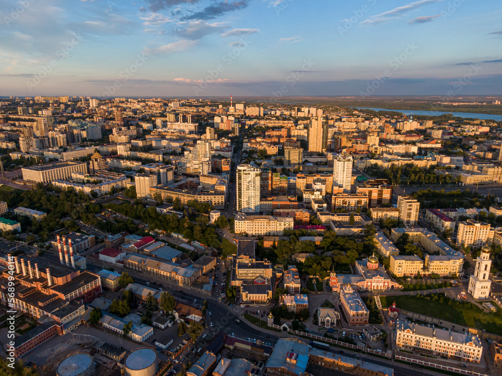 Fototapeta premium Above Samara on summer evening