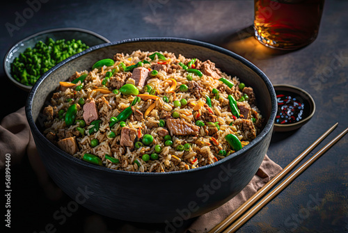 Chinese pork fried rice. Generative AI