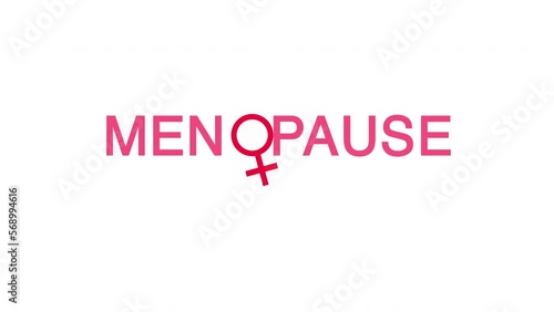 Falling menopause text and gynecology icon. The concept of menopause onset and aging in women. 4k graphic animation