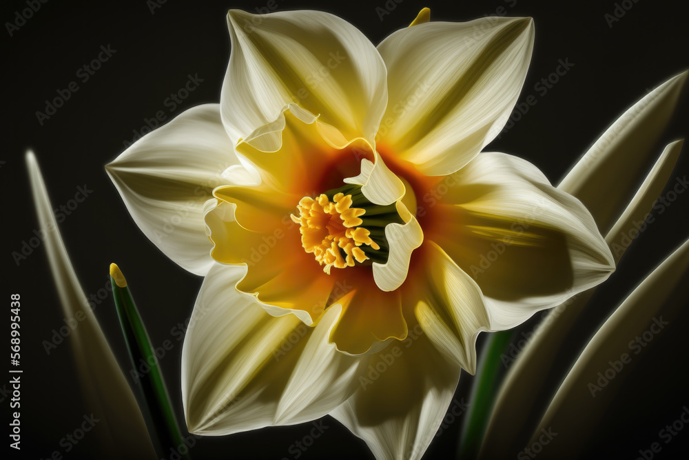 Obraz premium Daffodil Macro created with Generative AI Technology, ai, generative