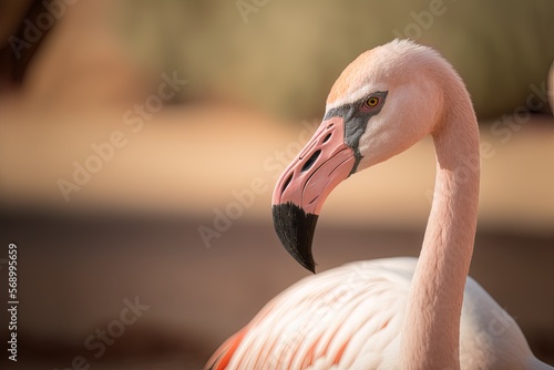 Image of a flamingo at al areen wildlife park with selective focus Generative AI photo