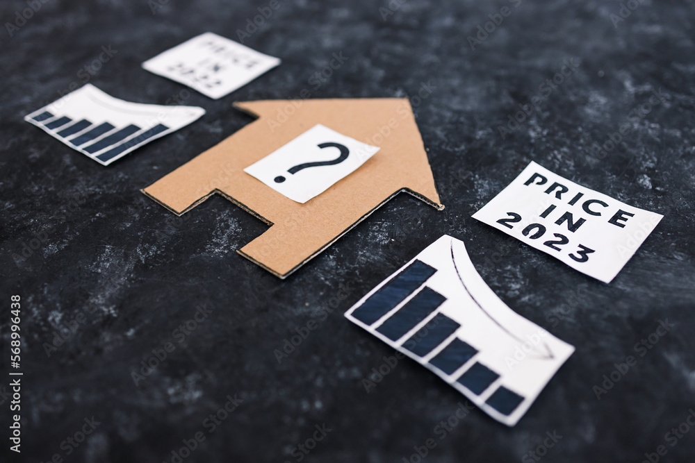 will house prices drop in 2023? charts with stats going up and down