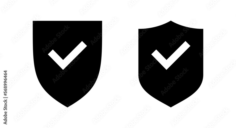 Shield check mark icon vector illustration. Protection approve sign. Insurance icon Shield check mark icon vector illustration. Protection approve sign. Insurance icon