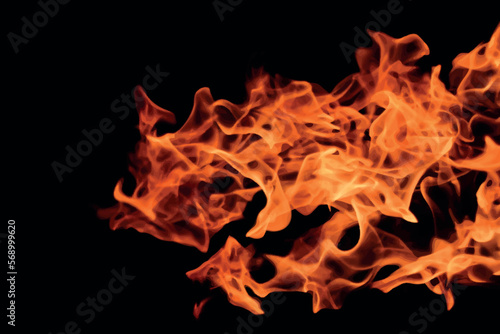 Realistic fire flame in black background