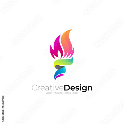 Torch logo with full color display. sport icon template