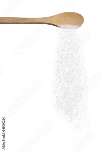Pure refined Sugar in table spoon, white crystal sugar fall line down Fototapet