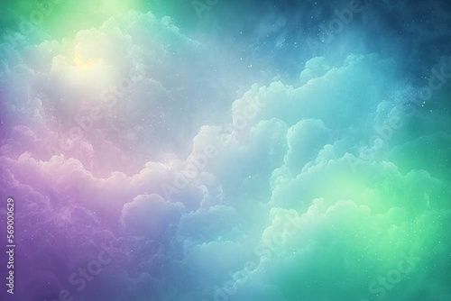 multicolor fluffy clouds background in pastel colors, generative ai