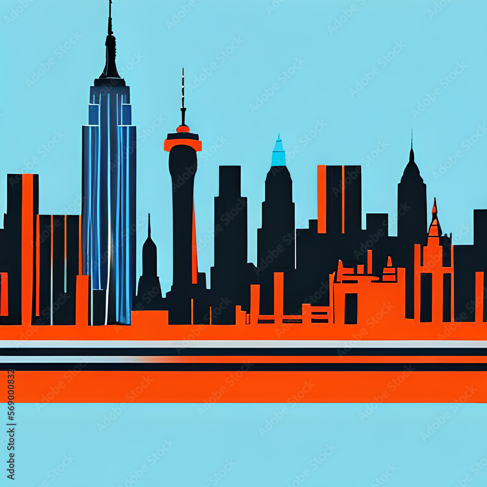 Obraz premium city skyline vector illustration created with Generative AI