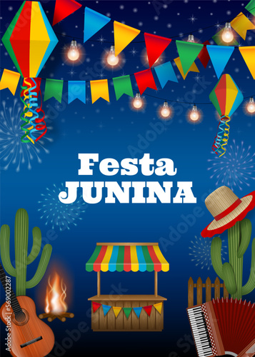Festa Junina background. Brazilian june festival poster.