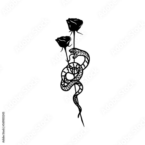 vector illustration of snake with roses concept