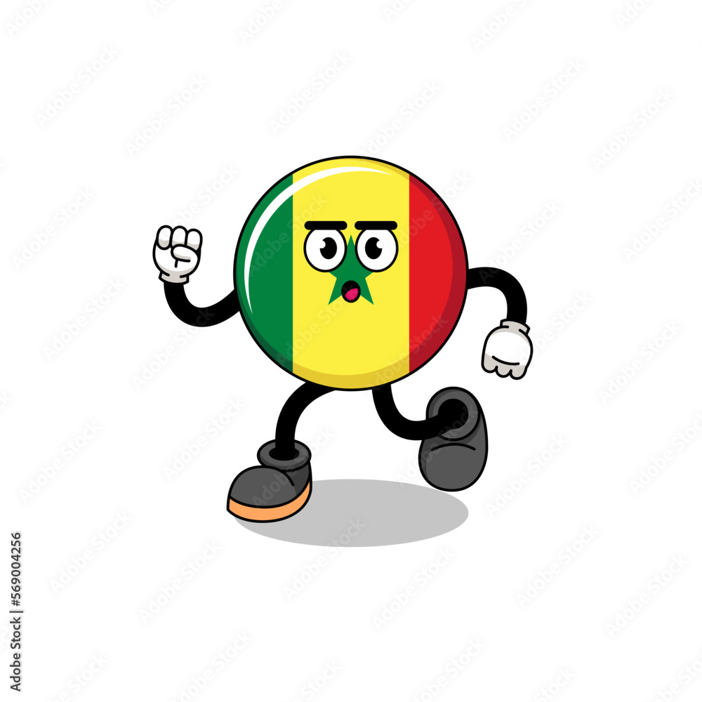 running senegal flag mascot illustration