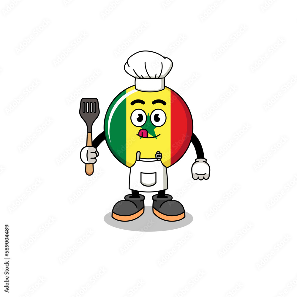 Mascot Illustration of senegal flag chef Mascot Illustration of senegal flag chef