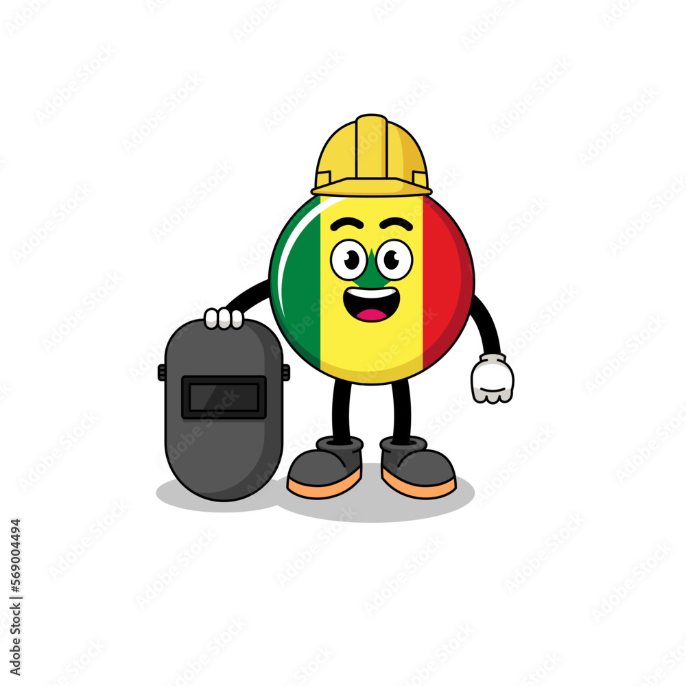Mascot of senegal flag as a welder Mascot of senegal flag as a welder