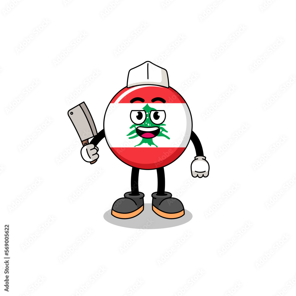 Mascot of lebanon flag as a butcher Mascot of lebanon flag as a butcher