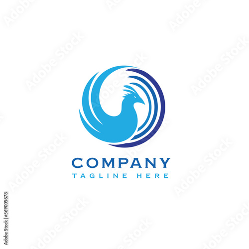 simple blue phoenix Logo Graphic Vector