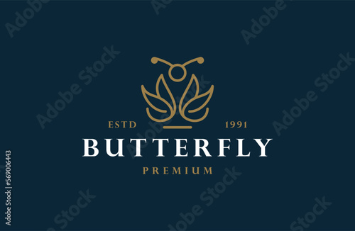 Butterfly logo abstract. Luxury line logotype design. Universal premium butterfly symbol logotype.