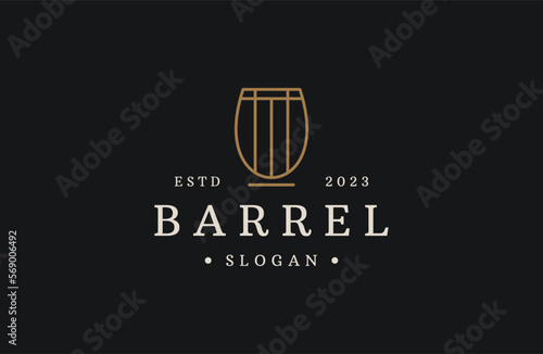Barrel retro style logo on black background .