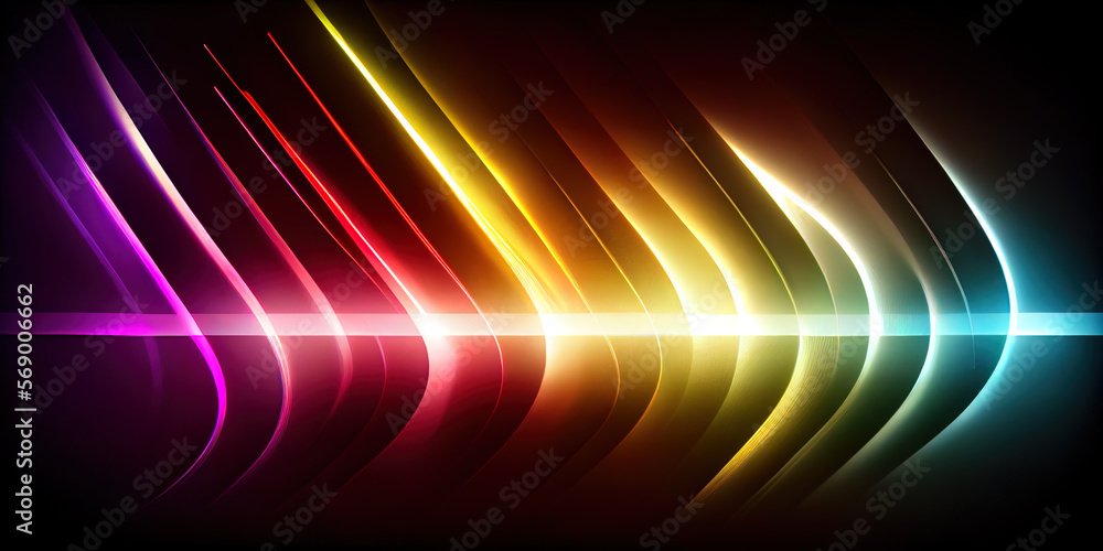 Ultrawide Desktop Background image of neon light rays with flares and