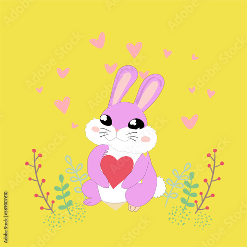 
rabbit bunny holding a heart valentines day show love ,smile, happy,heart,valentine day
