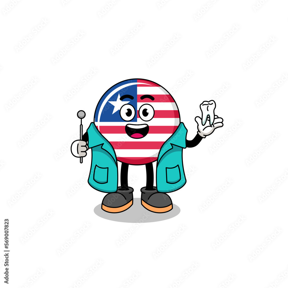 Illustration of liberia flag mascot as a dentist Illustration of liberia flag mascot as a dentist