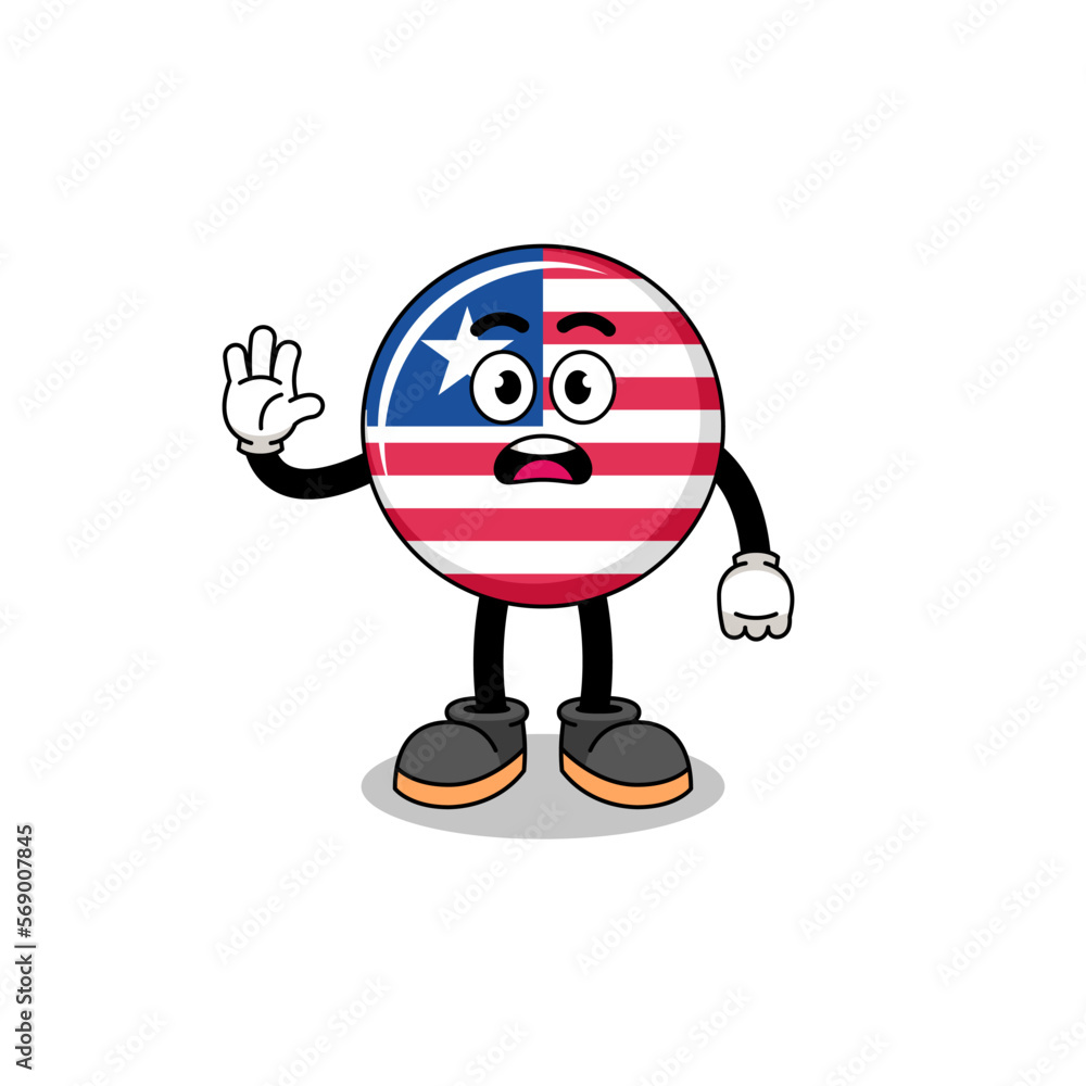liberia flag cartoon illustration doing stop hand liberia flag cartoon illustration doing stop hand