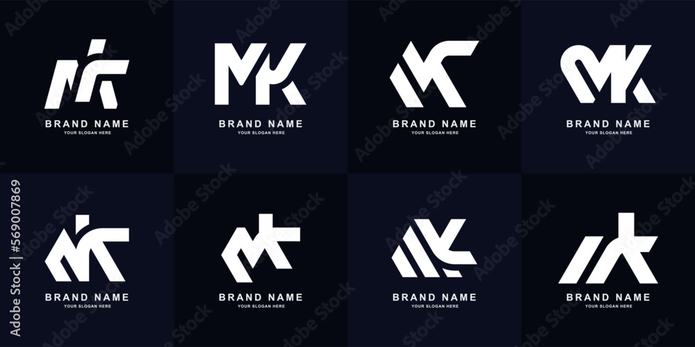 Collection letter MK or KM monogram logo design Stock Vector | Adobe Stock