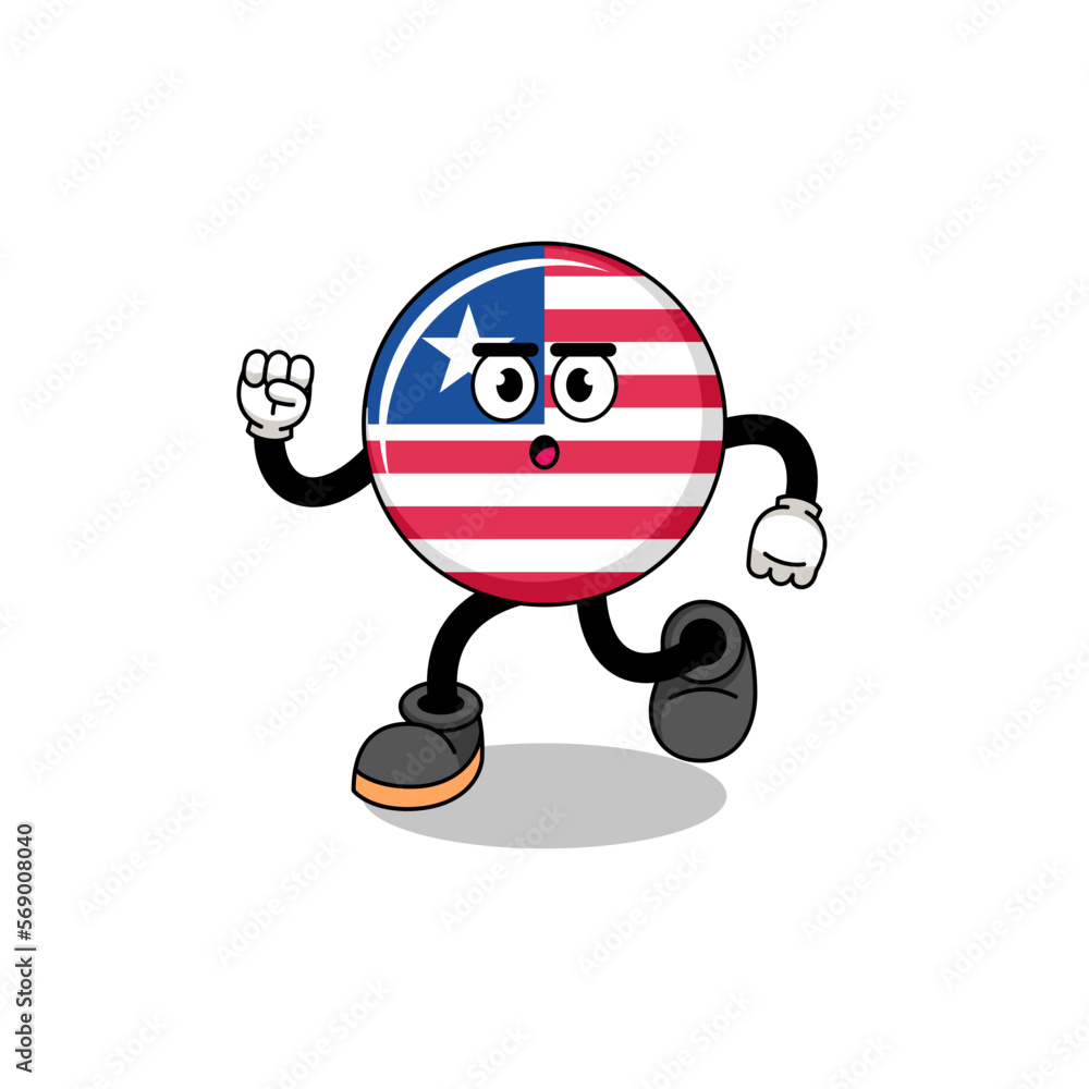 Fototapeta premium running liberia flag mascot illustration