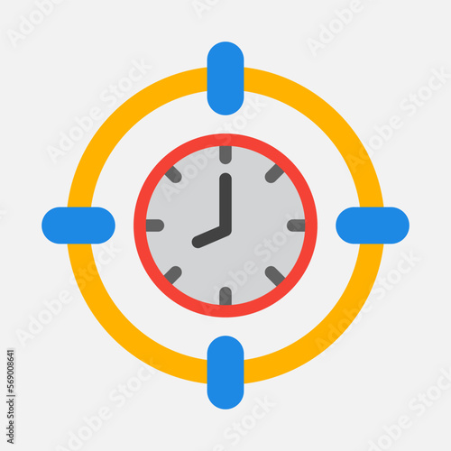 Target time icon in flat style, use for website mobile app presentation