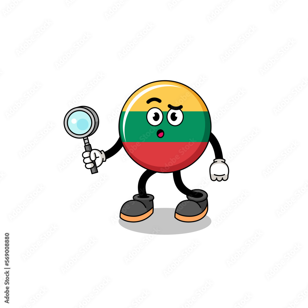 Fototapeta premium Mascot of lithuania flag searching