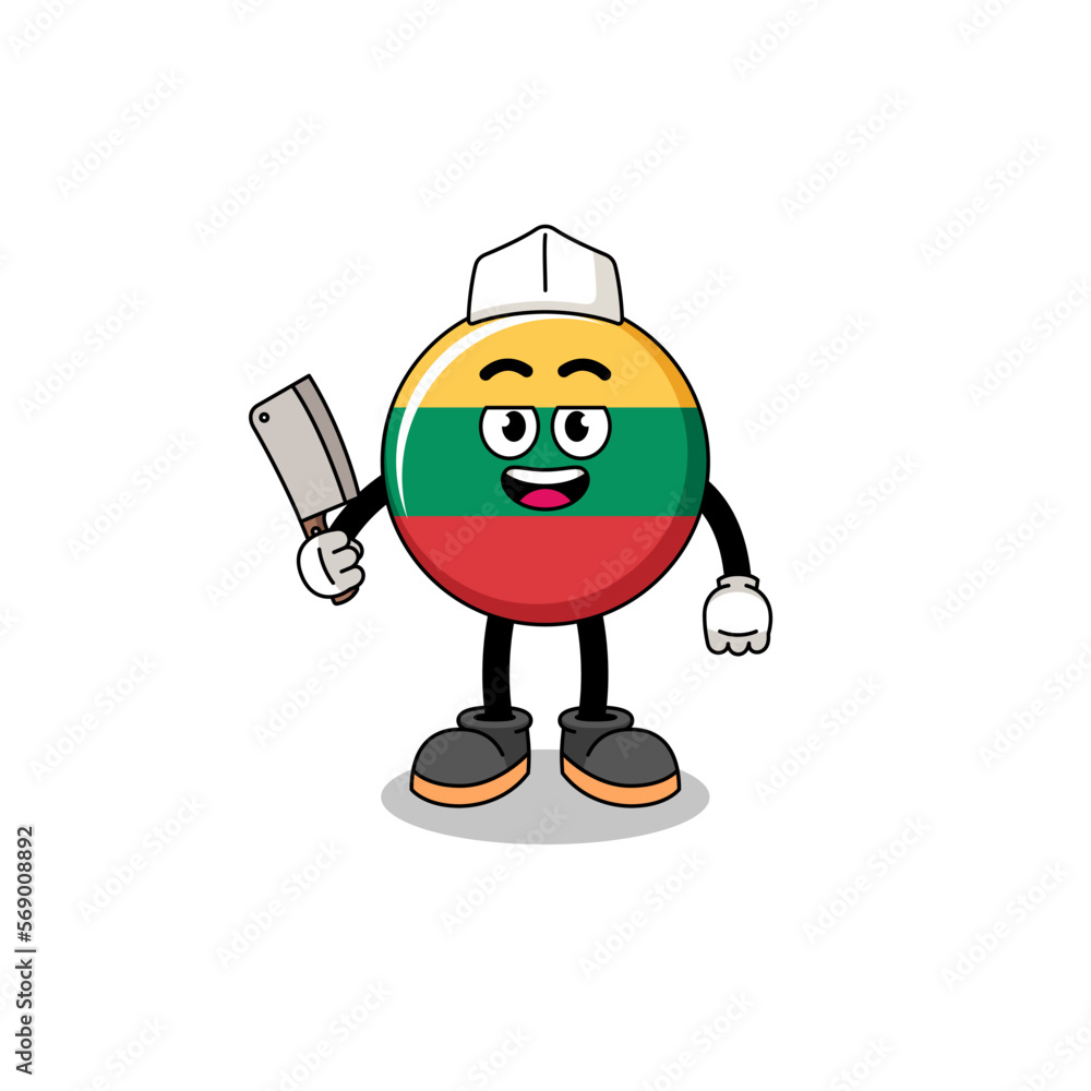 Mascot of lithuania flag as a butcher Mascot of lithuania flag as a butcher