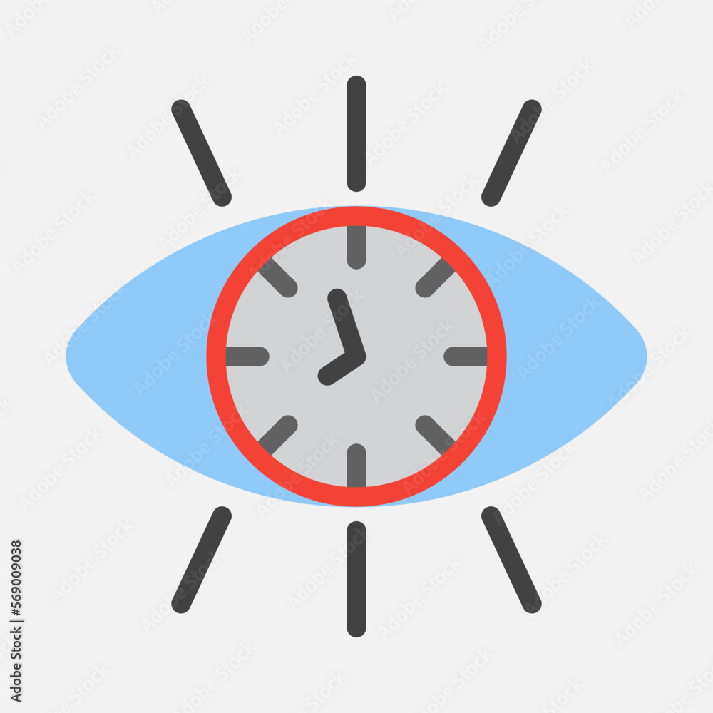 Vision time icon in flat style, use for website mobile app presentation Vision time icon in flat style, use for website mobile app presentation