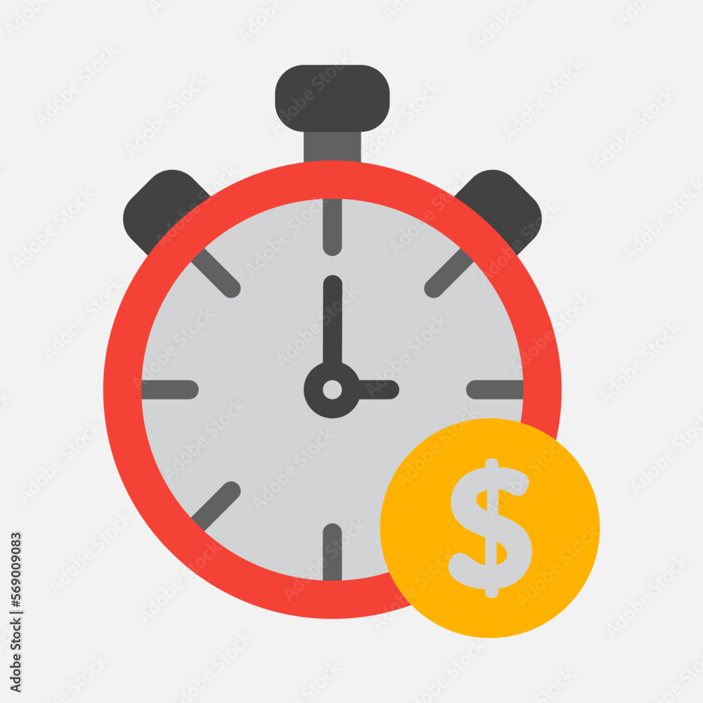 Time is money icon in flat style, use for website mobile app presentation Time is money icon in flat style, use for website mobile app presentation