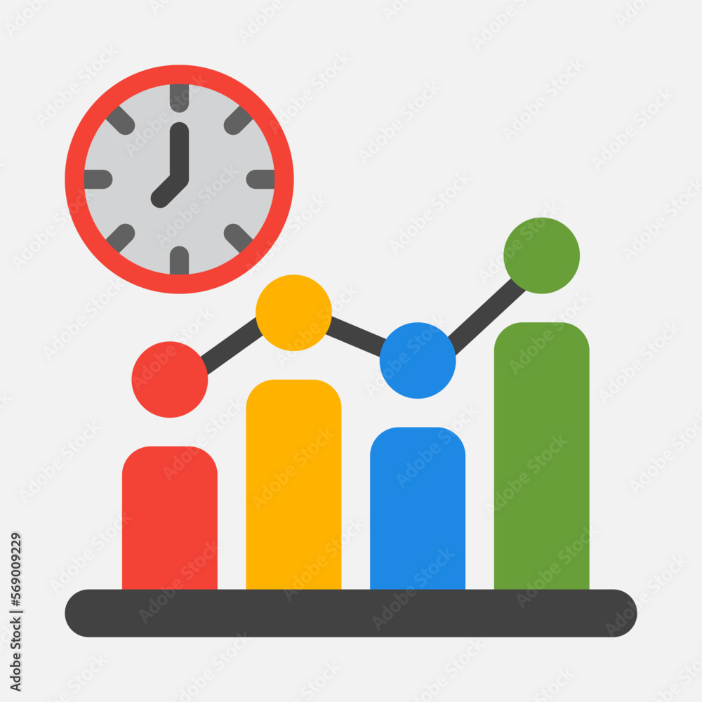 Efficiency time icon in flat style, use for website mobile app presentation Efficiency time icon in flat style, use for website mobile app presentation